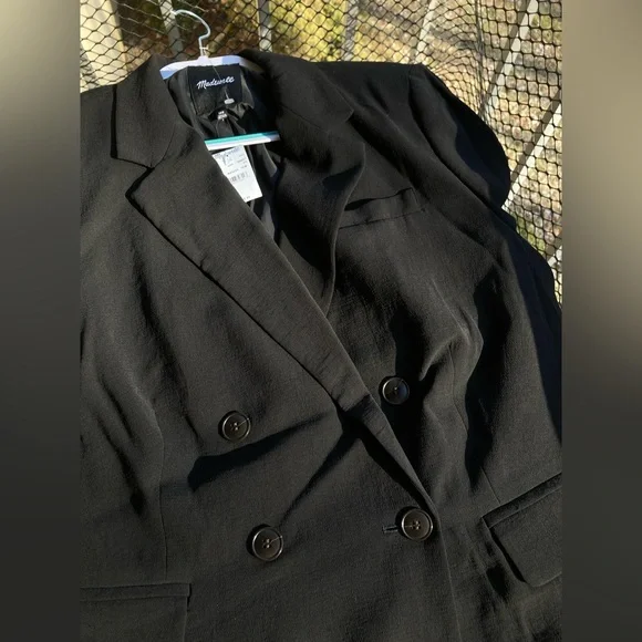 Madewell Rosedale Double-Breasted Black Blazer Jacket in Crepe Size 18W NWT - Picture 15 of 17